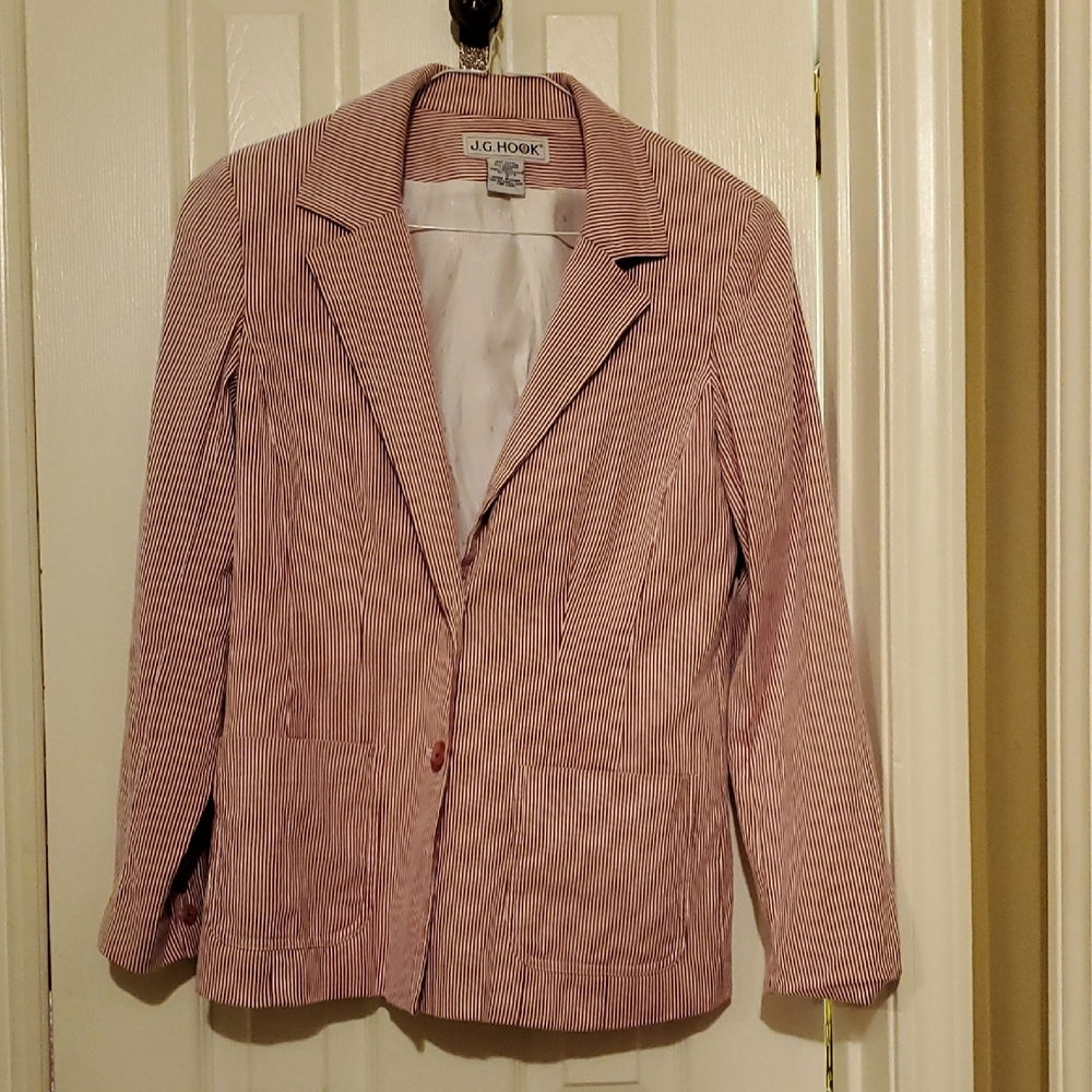 J.G. Hook Women's Red Pin Striped Blazer